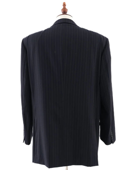 Excellent BRIONI Black Wool Pinstripe Suit Jacket Size XL