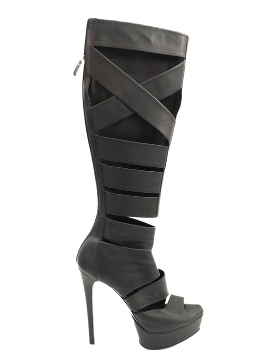 Perfect Gucci Thigh-High Black Leather Boots Size 37.5