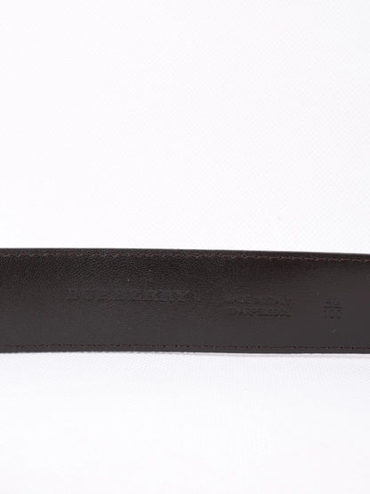 Perfect Burberry Check Leather Belt with Gold Buckle