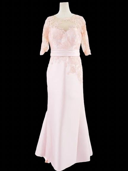 excellent pronovias pink evening gown lace detail size xxl