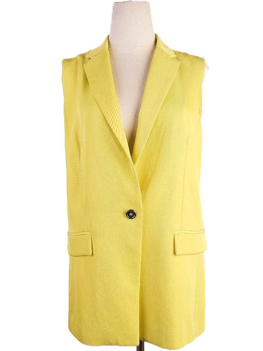 excellent pinko yellow sleeveless blazer & pants set women