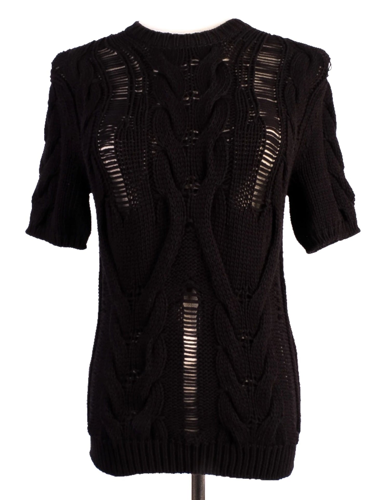 excellent max mara black wool short-sleeve sweater size m