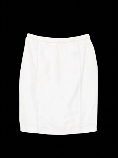 Excellent Bessini White Viscose Women's Skirt Size S with Braided Trim