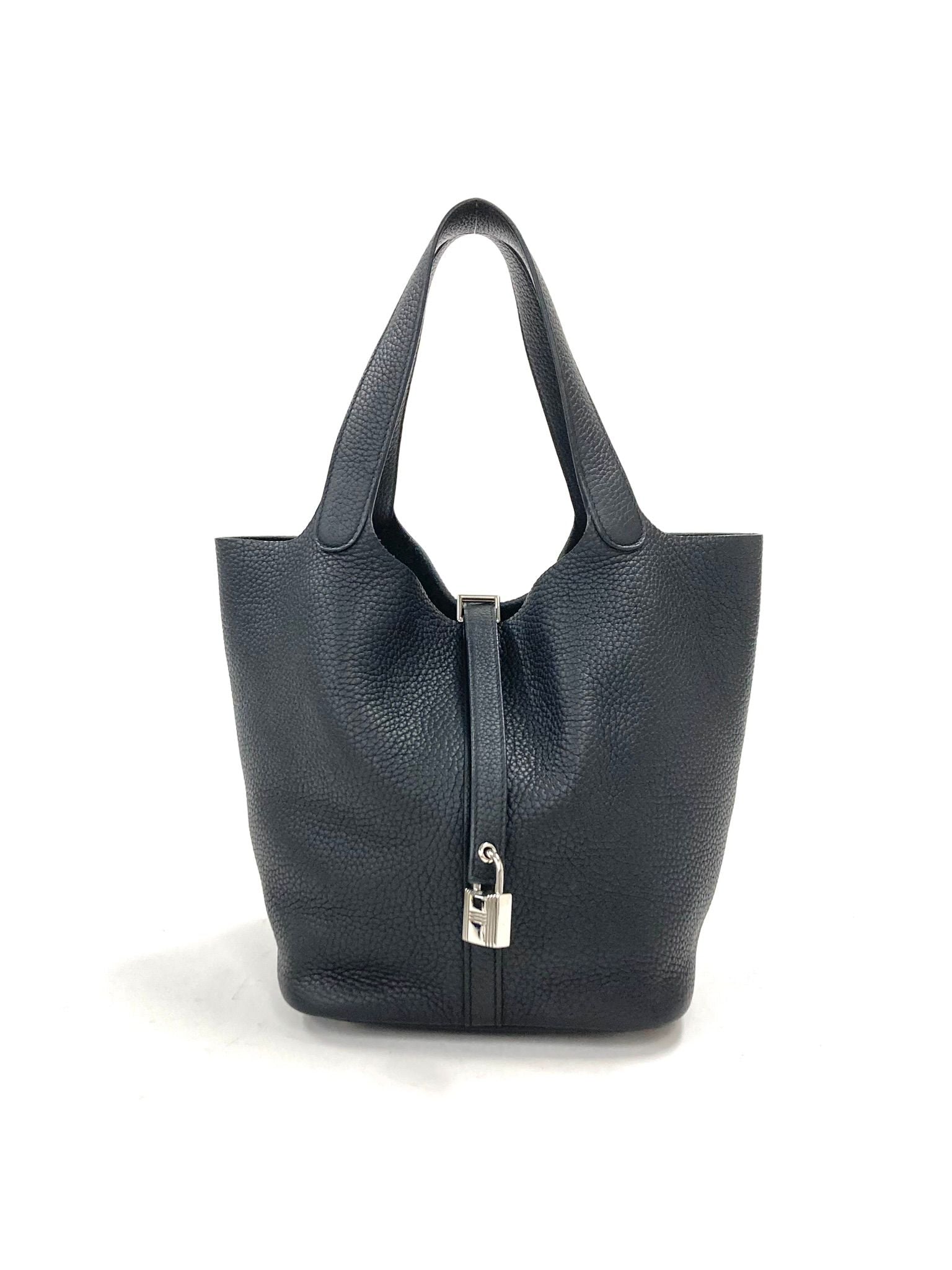 Hermes Black Picotin MM,Taurillon Clemence PHW  U Stamp