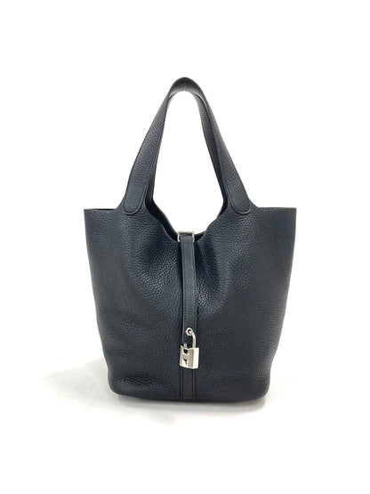 Hermes Black Picotin MM,Taurillon Clemence PHW  U Stamp