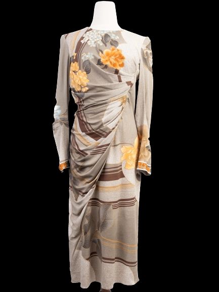 Excellent Leonard Long-Sleeve Silk Floral Dress Size L