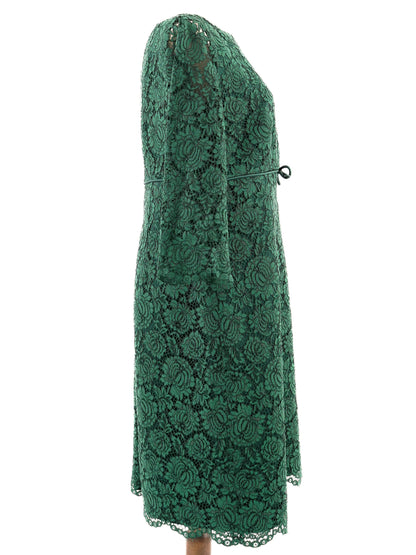 Excellent Luisa Spagnoli Green Lace Dress Size XXL - Elegant Style