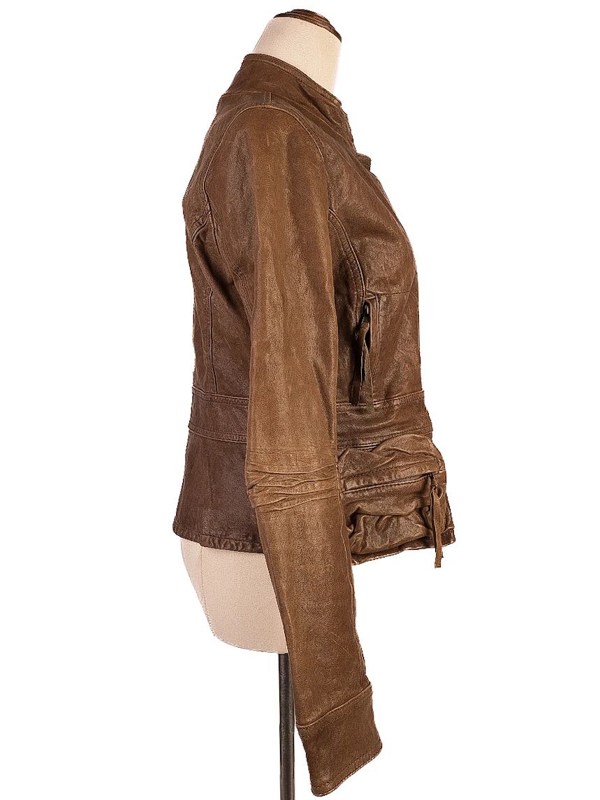 excellent haute hippie orange leather jacket size m