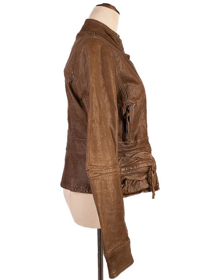 Excellent Haute Hippie Orange Leather Jacket Size M