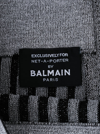 Excellent Balmain Black Gray Striped Sweater Size S for Net-A-Porter