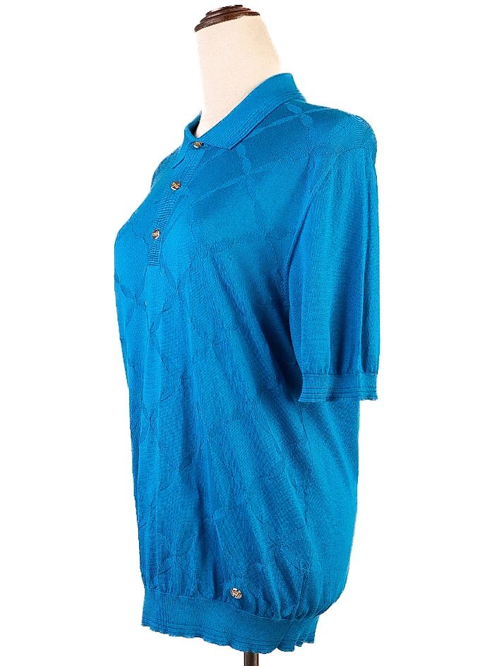 excellent castello d'oro women's blue silk polo shirt