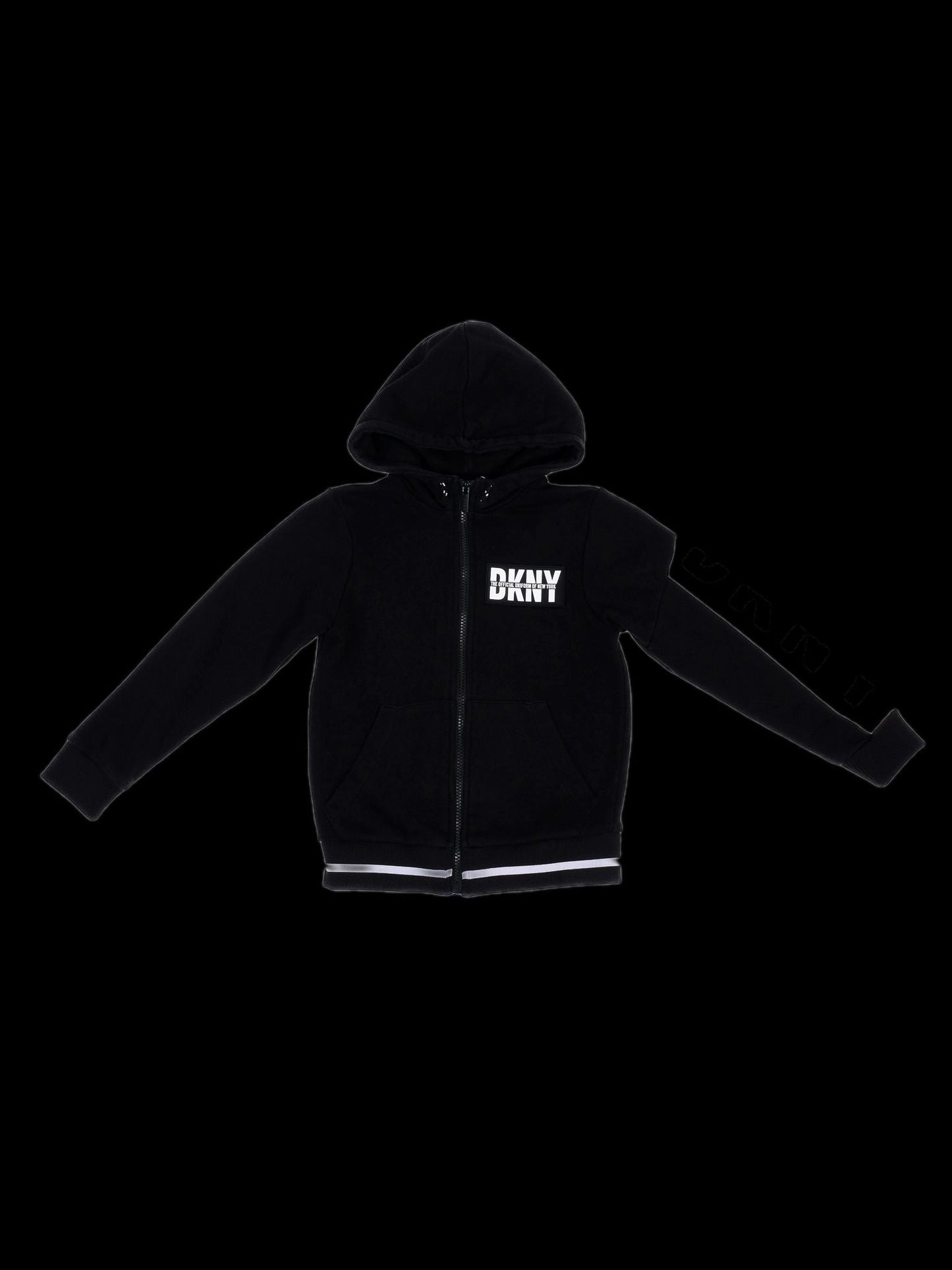 excellent dkny black zip-up hoodie for kids size 8