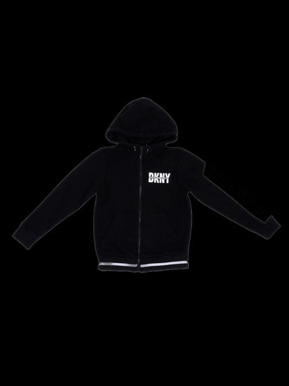 Excellent DKNY Black Zip-Up Hoodie for Kids Size 8