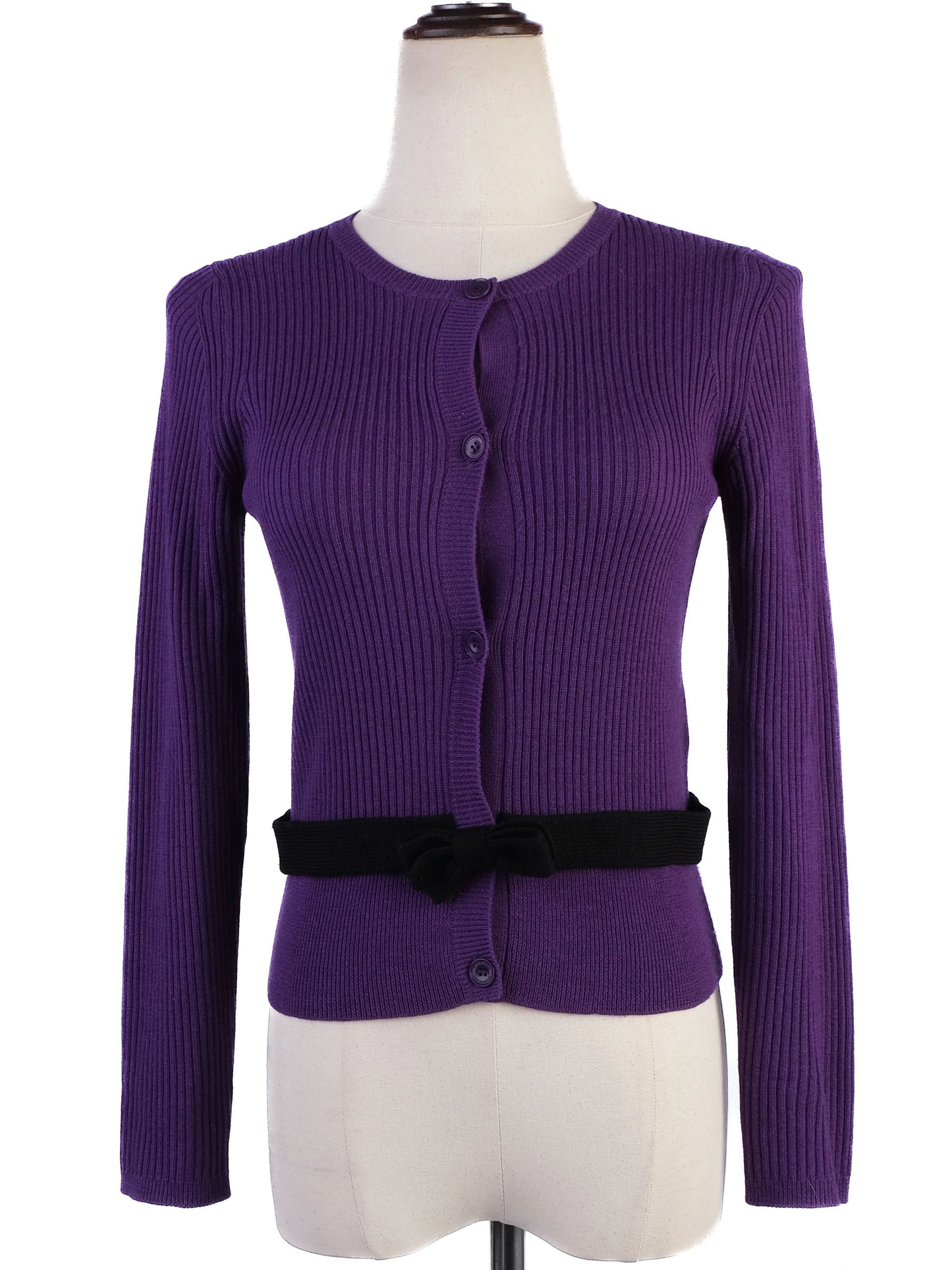 excellent burberry purple wool cardigan with bow belt size 12 for kids