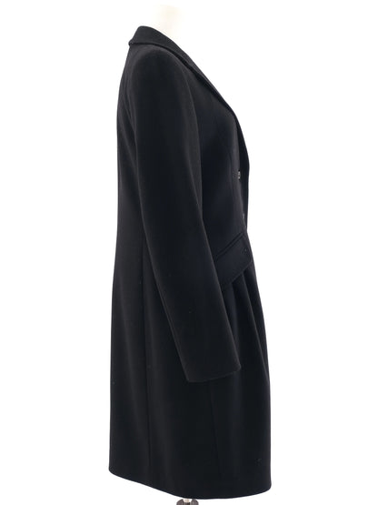 Excellent Escada Black Wool Coat Size M Long Sleeve Tailored Fit