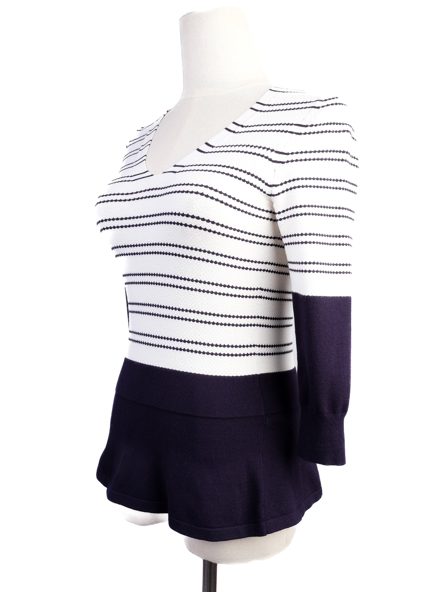 excellent karen millen women's striped sweater v-neck size 2