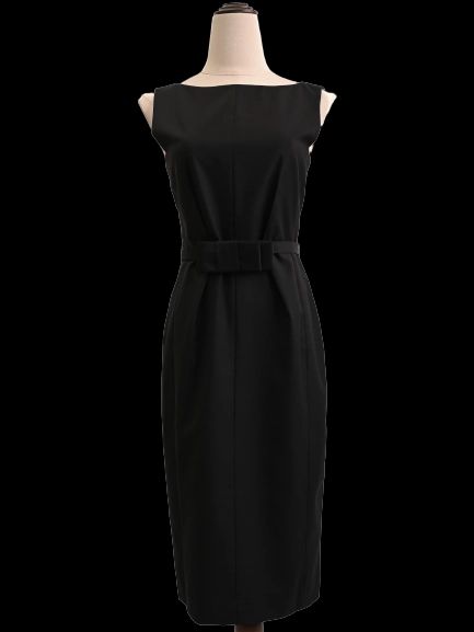 ted baker black cotton dress xs - elegant sleeveless with belted waist