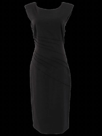 excellent alberta ferretti black wool mid-length dress size m