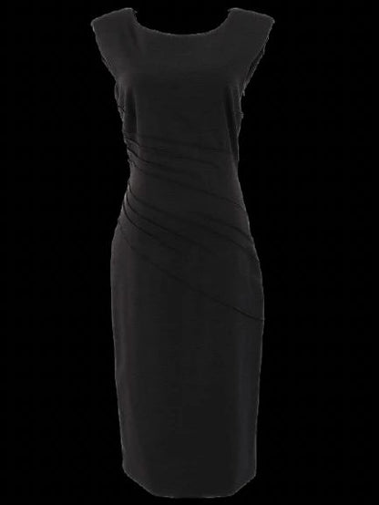 Excellent Alberta Ferretti Black Wool Mid-Length Dress Size M