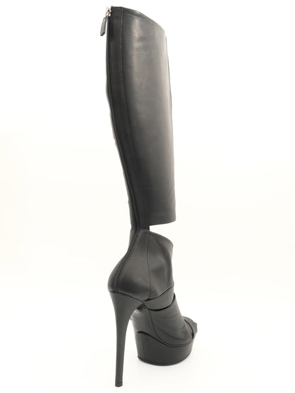 Perfect Gucci Thigh-High Black Leather Boots Size 37.5