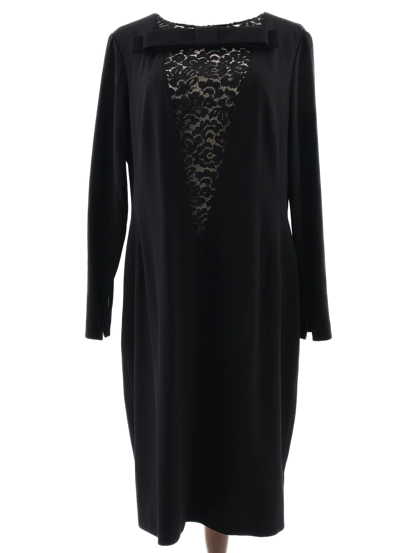 excellent paule ka black dress with lace panels size xxl