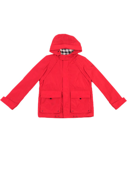 Excellent Burberry Red Hooded Jacket for Kids Size 10