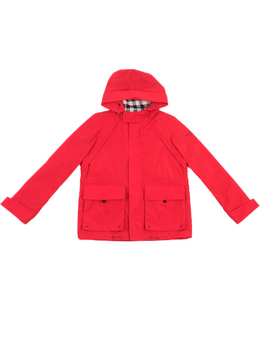 Excellent Burberry Red Hooded Jacket for Kids Size 10