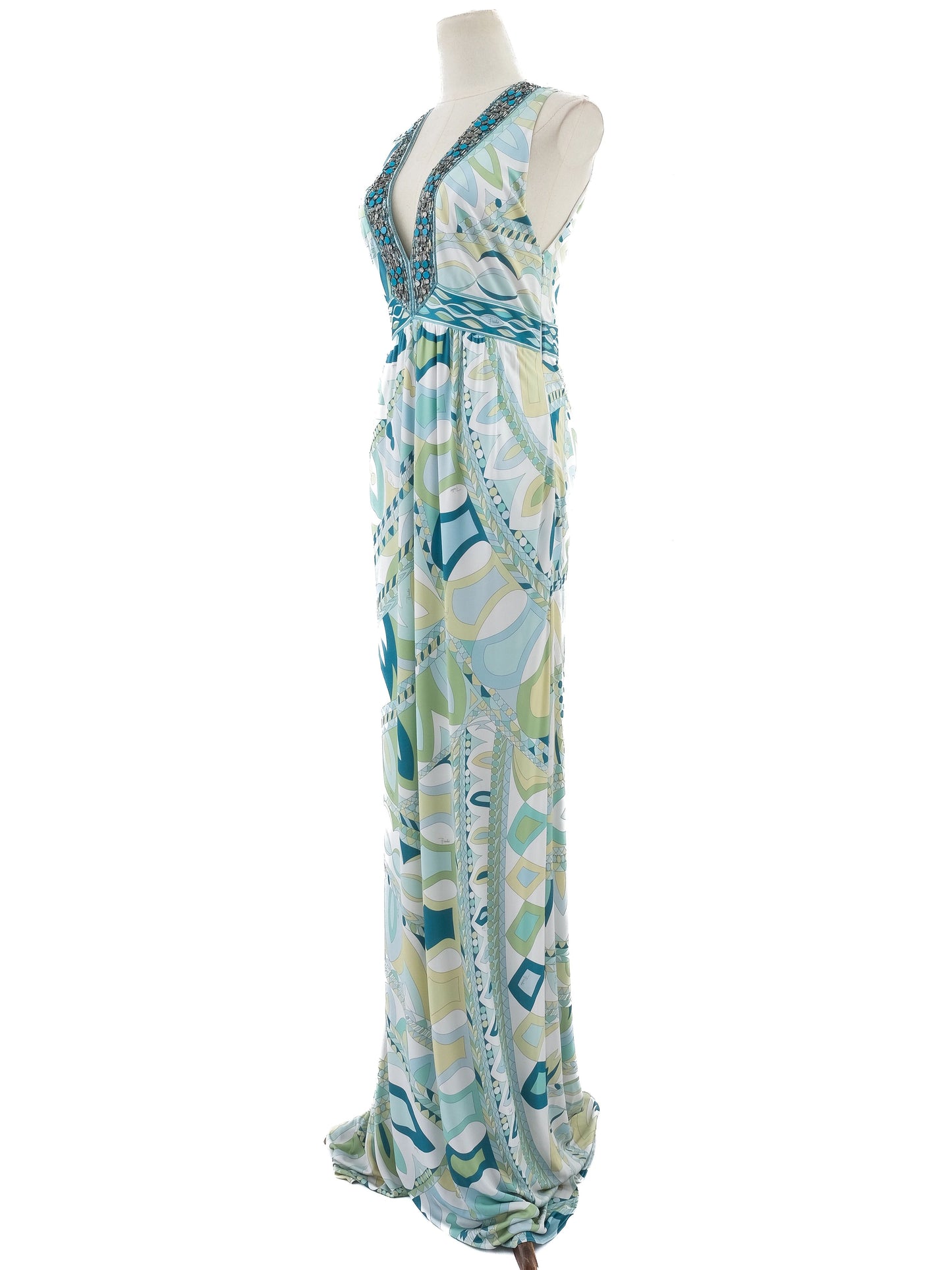 new emilio pucci long sleeveless dress size l combined viscose