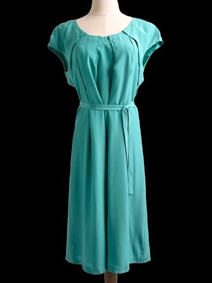 NEW Cacharel Laurel Teal Silk Dress Size S with Belt