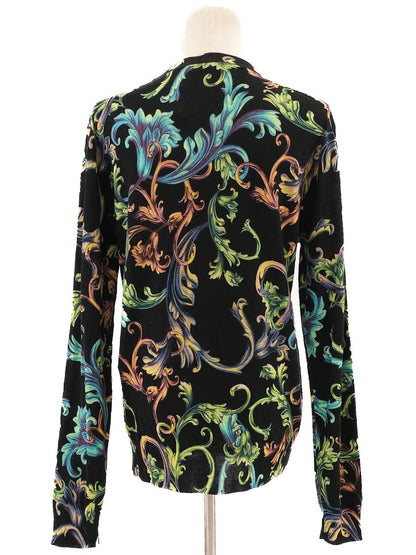 Excellent Versace Long-Sleeved Shirt Wool Size S Floral Pattern
