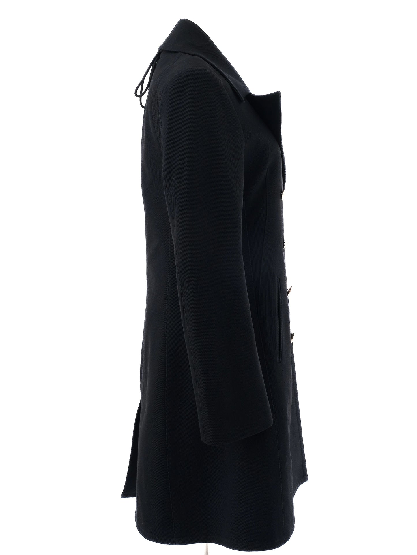 excellent alexander mcqueen black wool double-breasted coat size m