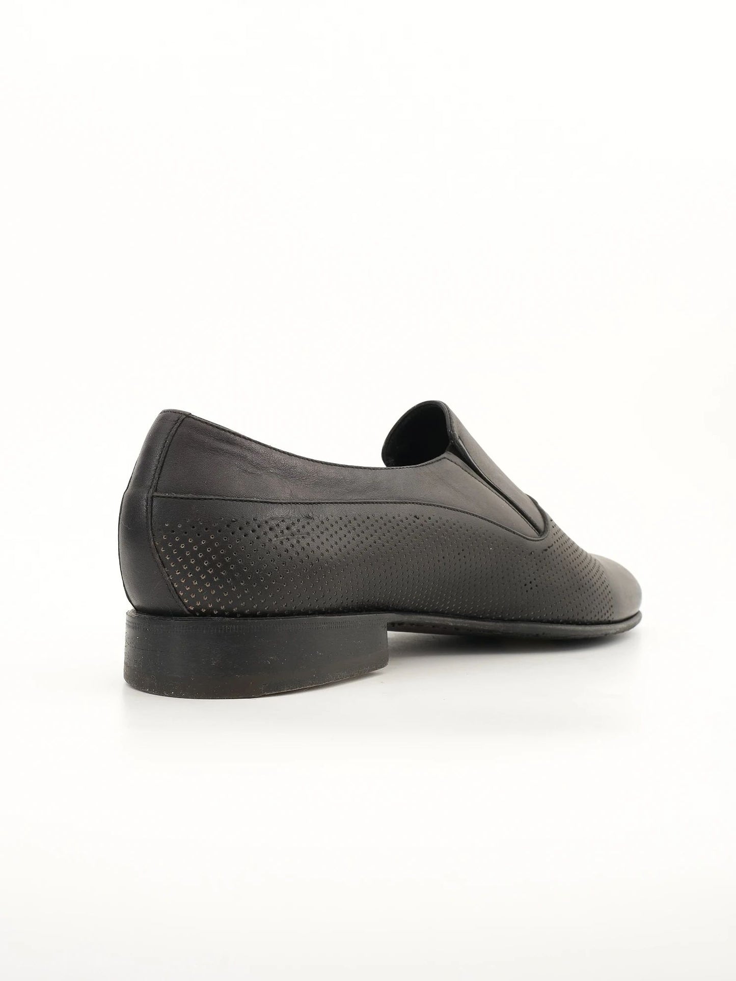 excellent black leather slip-on dress shoes size 42 for men