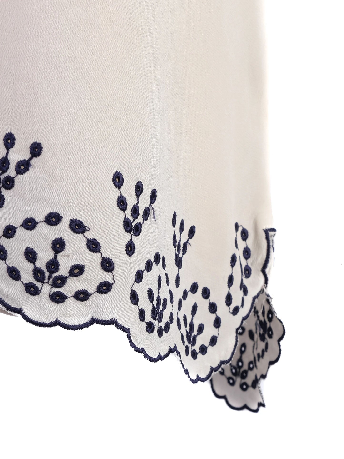 zadig&voltaire white silk blouse with navy embroidery size m