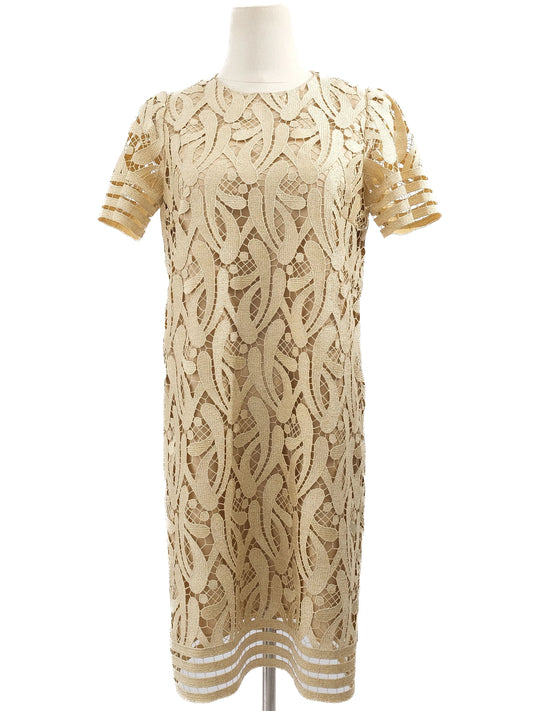 NEW N21 Women's Yellow Lace Dress Size M with Patterned Overlay