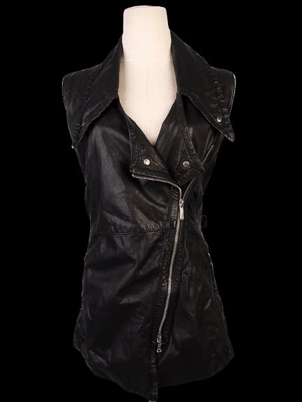 Average Just Cavalli Black Leather Jacket Size XXS - Women