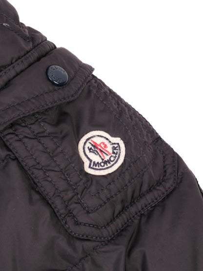 Excellent Moncler Kids Winter Coat Blue Polyester Size 4 with Fur Hood