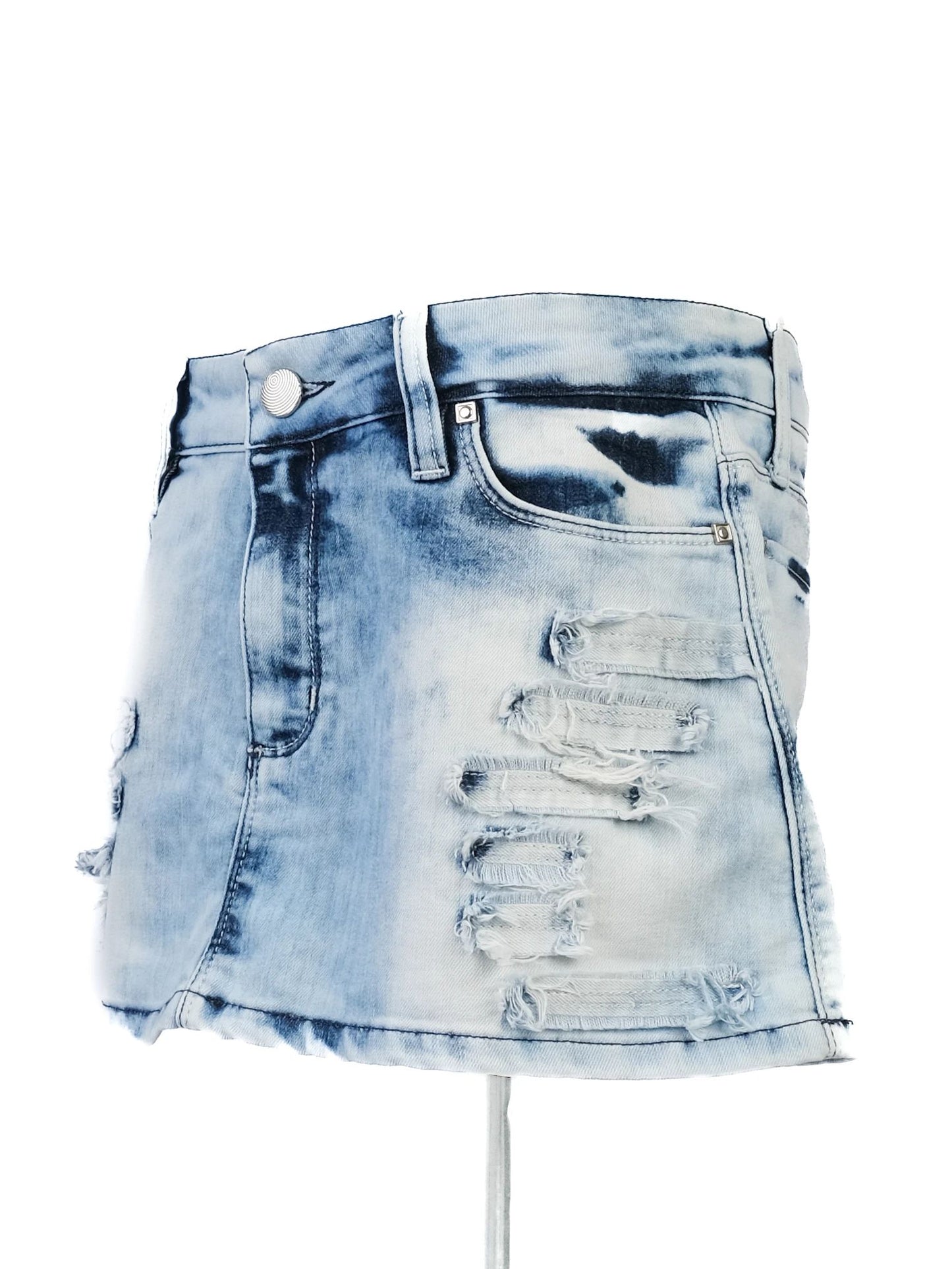 excellent roberto cavalli blue denim mini skirt with leopard print