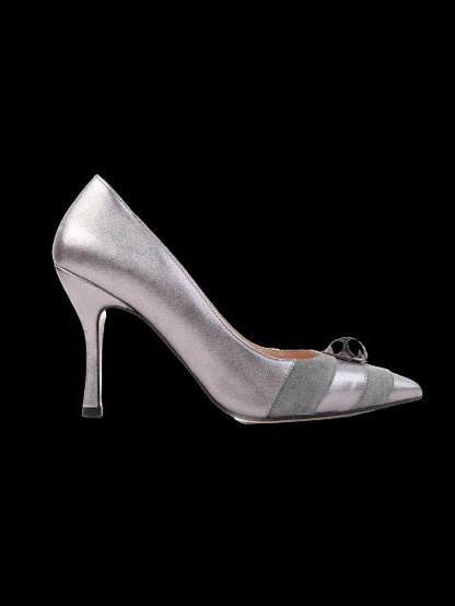 Average Marella Metallic Silver High-Heeled Shoes Size 36 Leather