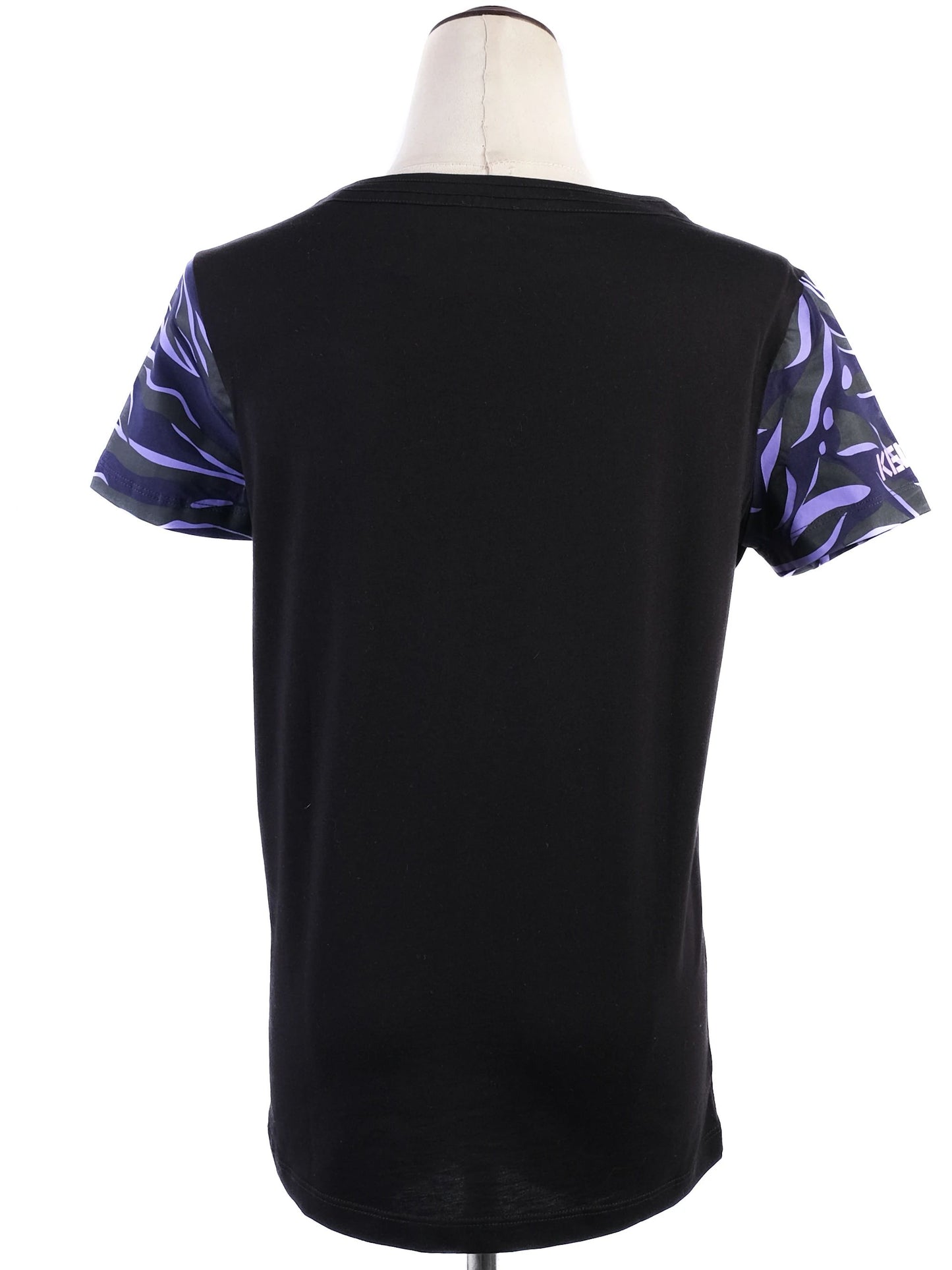 excellent kenzo black cotton t-shirt with colorful floral design, xs