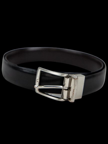 good tommy hilfiger black genuine leather belt with silver buckle