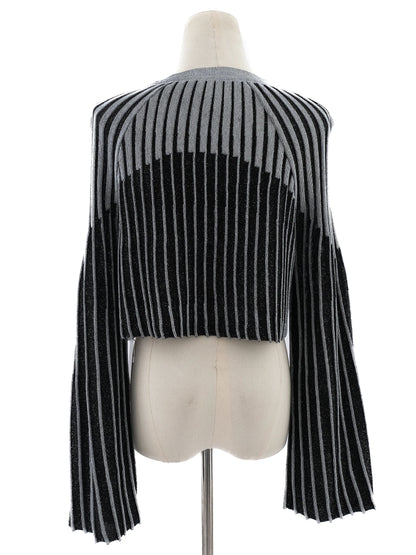 Excellent Balmain Black Gray Striped Sweater Size S for Net-A-Porter