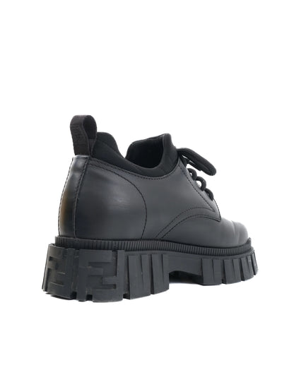 Excellent Fendi Black Leather Chunky Sole Shoes Size 38