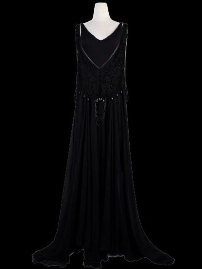 Augustin Teboul Black Sleeveless Gown XS Elegant Embellishments