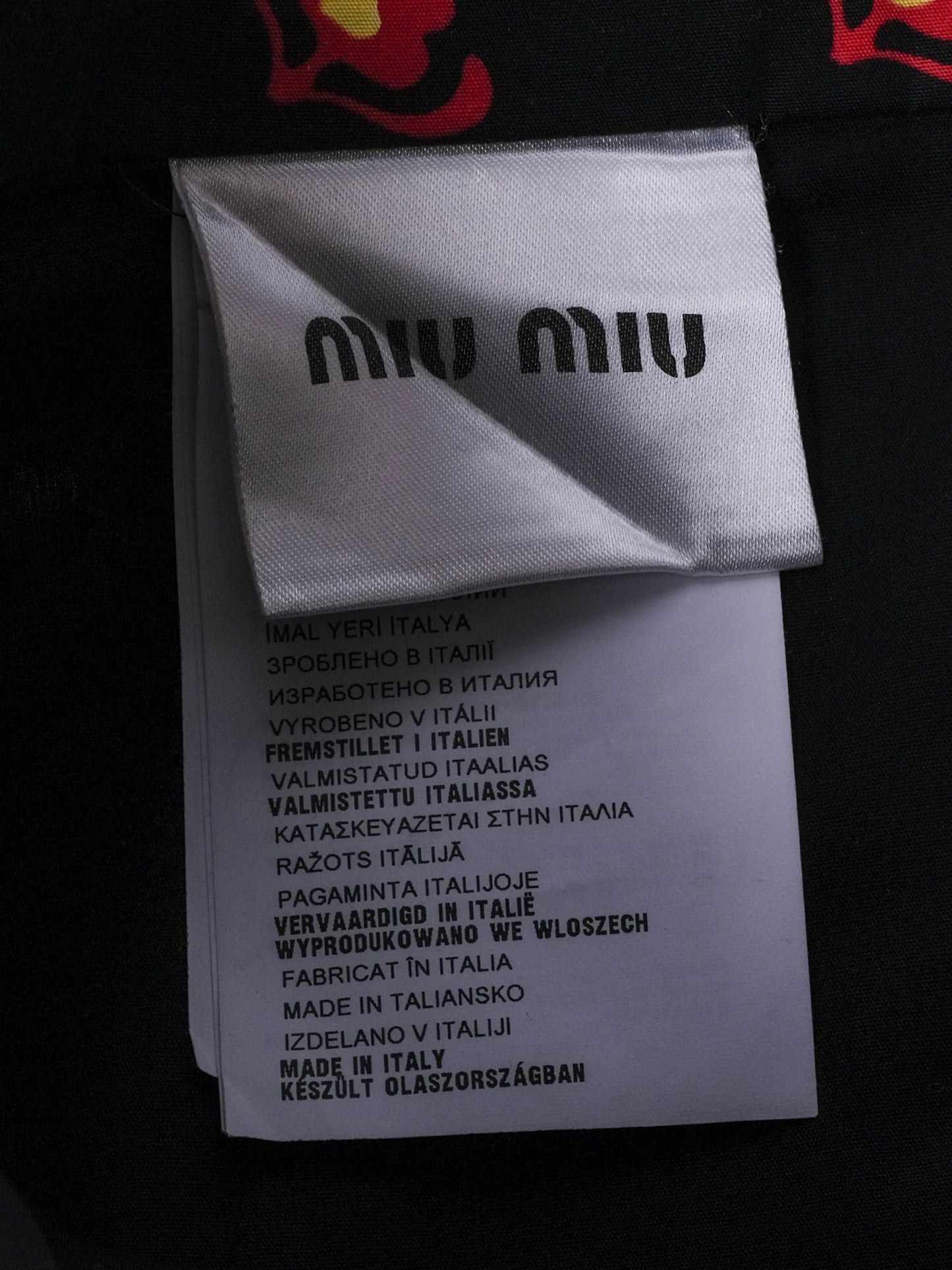 excellent miu miu black floral cotton skirt size m made in italy