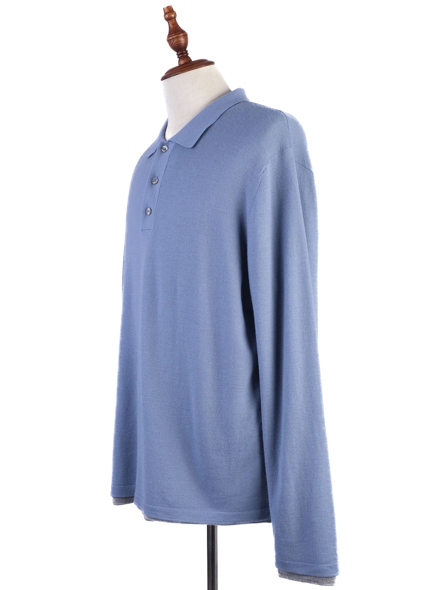 excellent vince blue wool long sleeve polo shirt size xl