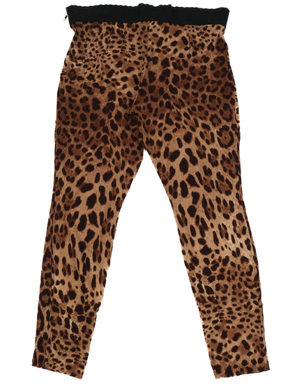 Excellent Dolce Gabbana Leopard-Print Silk Leggings Size M