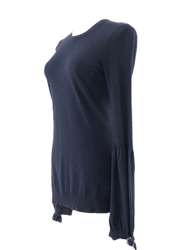 excellent burberry blue silk sweater size m with button details