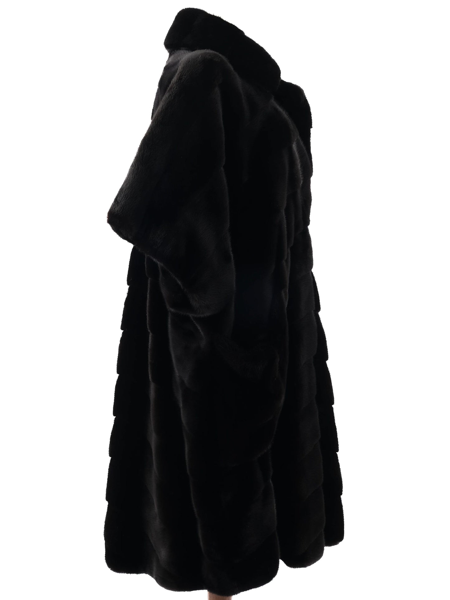 helen yarmak black faux fur cape coat size l - perfect condition