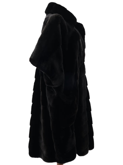 Helen Yarmak Black Faux Fur Cape Coat Size L - Perfect Condition