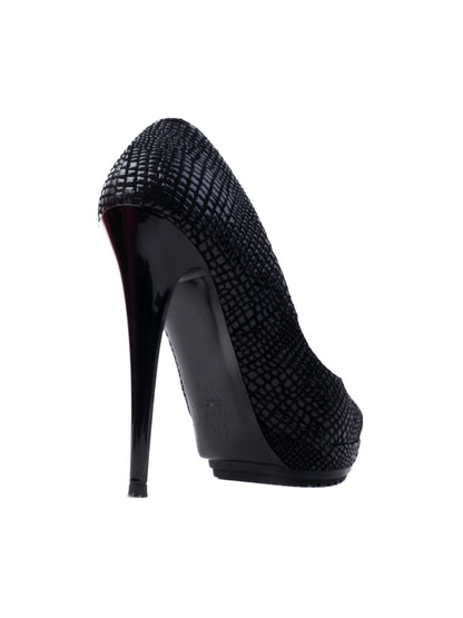 NEW Renzoni Black Leather High-Heeled Shoes Size 38